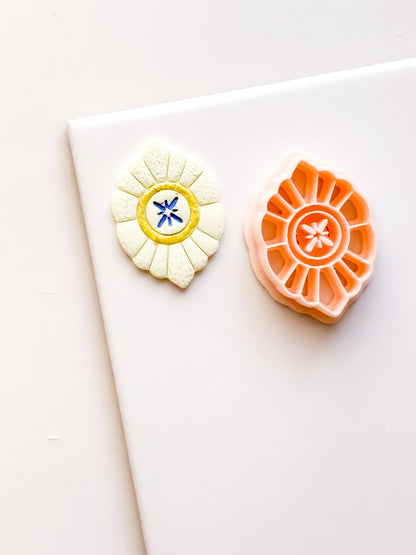 Polymer Clay Floral Medallion Cutter Sunburst Petal Design