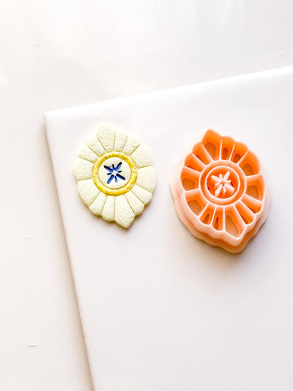 Polymer Clay Floral Medallion Cutter Sunburst Petal Design
