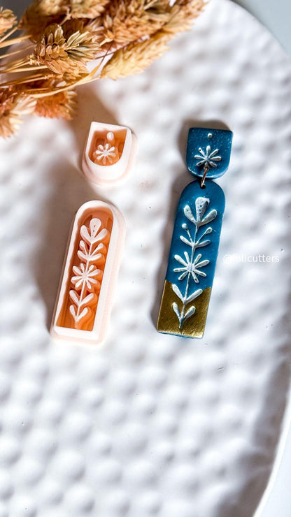 Nordic Floral Polymer Clay Cutter Long Bar Dangle Earring Jewelry Tool