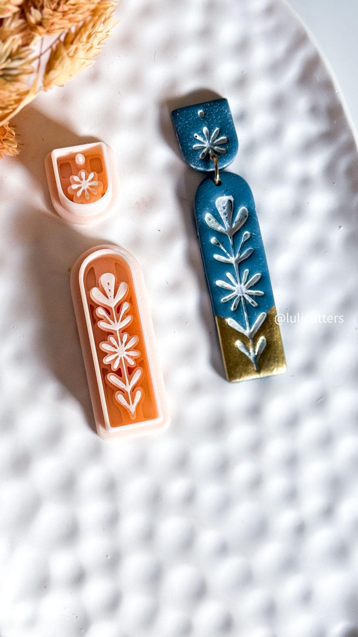 Nordic Floral Polymer Clay Cutter Long Bar Dangle Earring Jewelry Tool