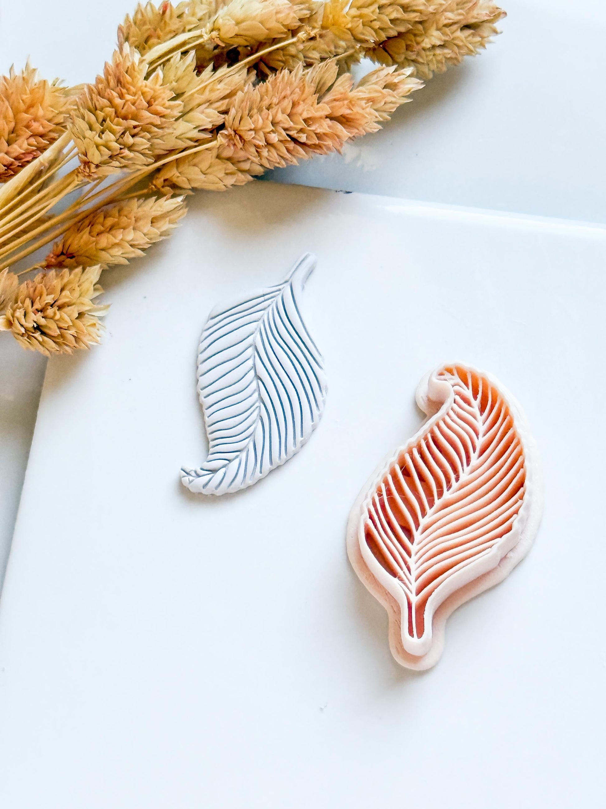 Curved Leaf Polymer Clay Cutter Embossed Botanical Earring Shape