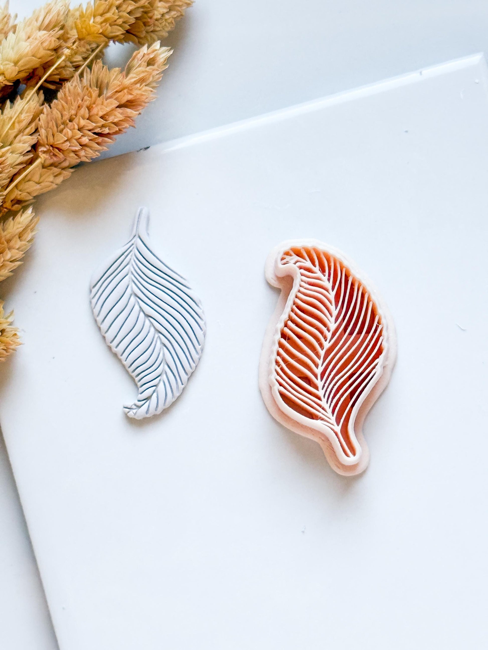 Curved Leaf Polymer Clay Cutter Embossed Botanical Earring Shape