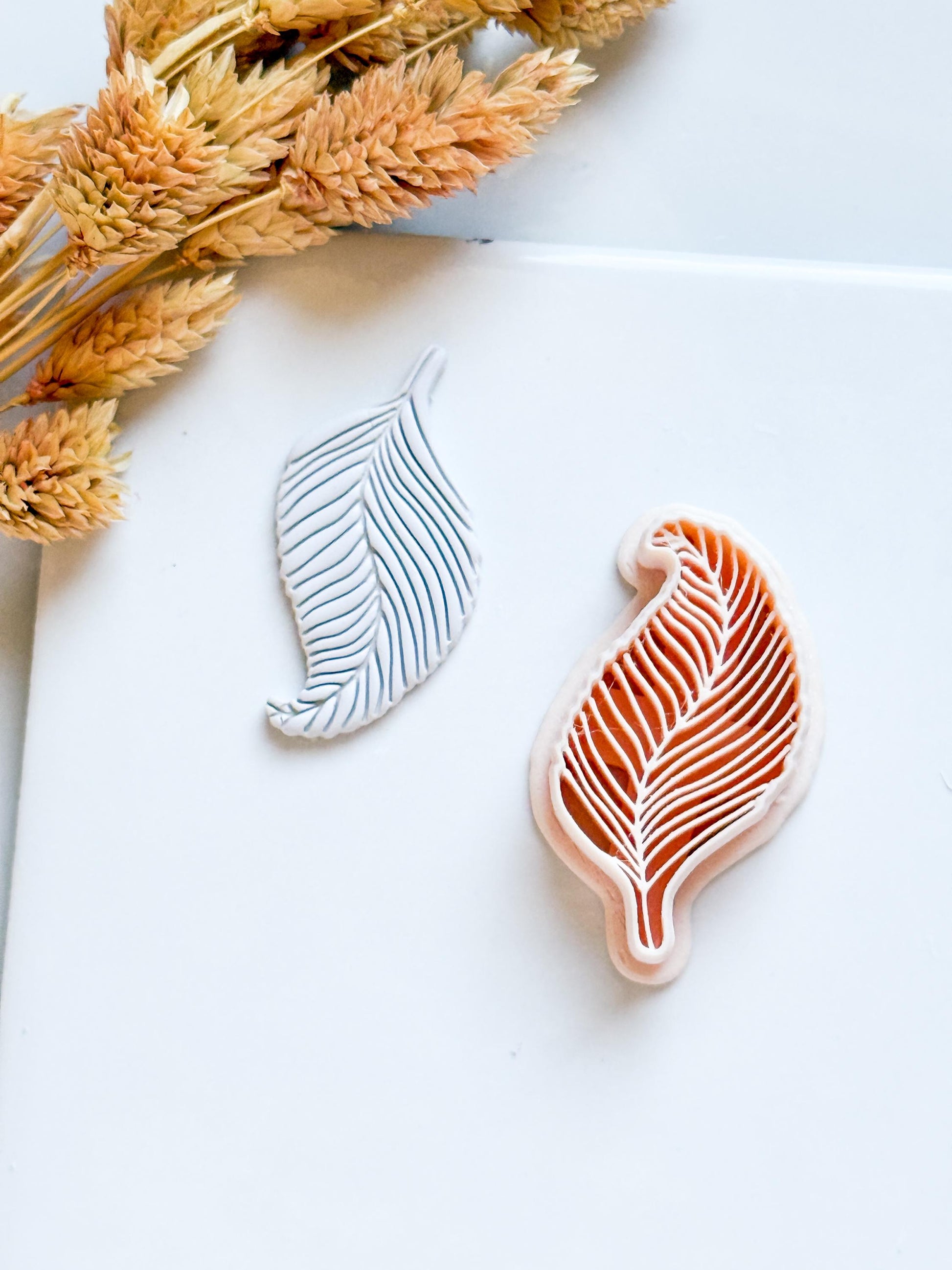 Curved Leaf Polymer Clay Cutter Embossed Botanical Earring Shape