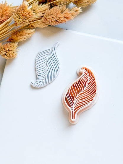 Curved Leaf Polymer Clay Cutter Embossed Botanical Earring Shape