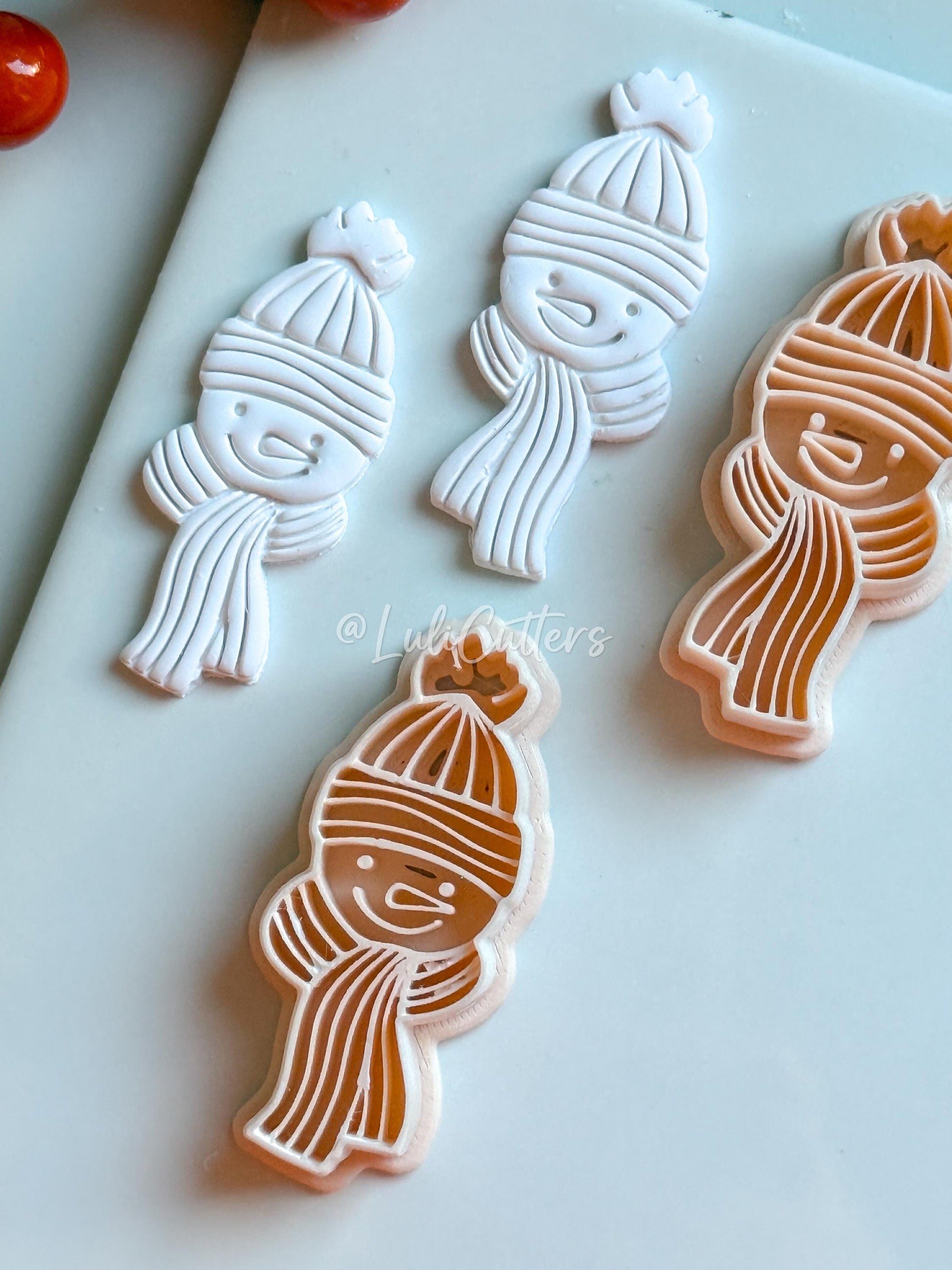 Snowman Clay Cutter: Beanie and Scarf Polymer Clay Embosser