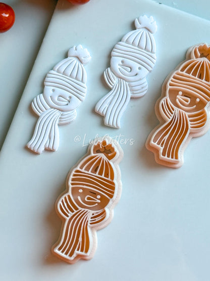 Snowman Clay Cutter: Beanie and Scarf Polymer Clay Embosser