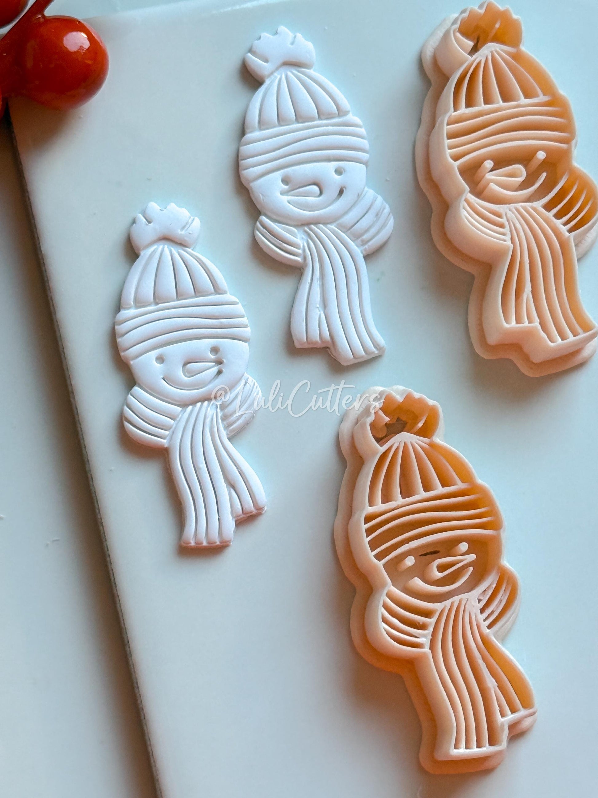 Snowman Clay Cutter: Beanie and Scarf Polymer Clay Embosser
