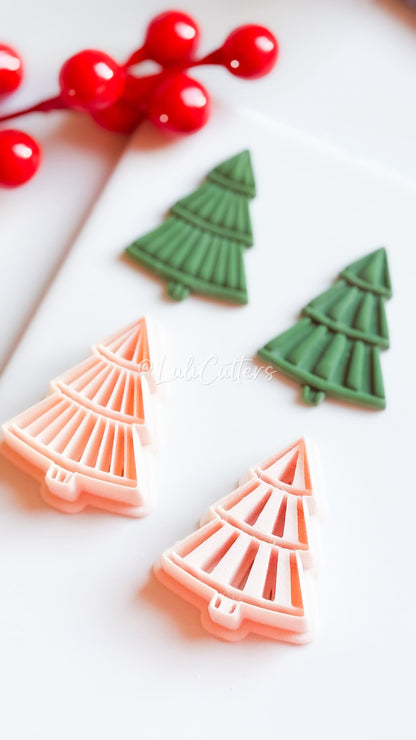 Ribbed Christmas Tree Clay Cutter Set for Earring and Ornaments