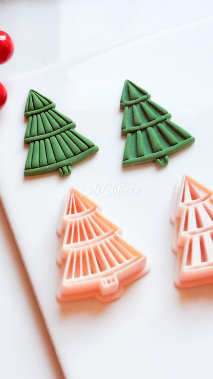 Ribbed Christmas Tree Clay Cutter Set for Earring and Ornaments