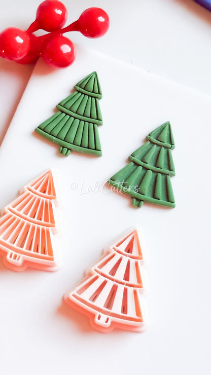 Ribbed Christmas Tree Clay Cutter Set for Earring and Ornaments