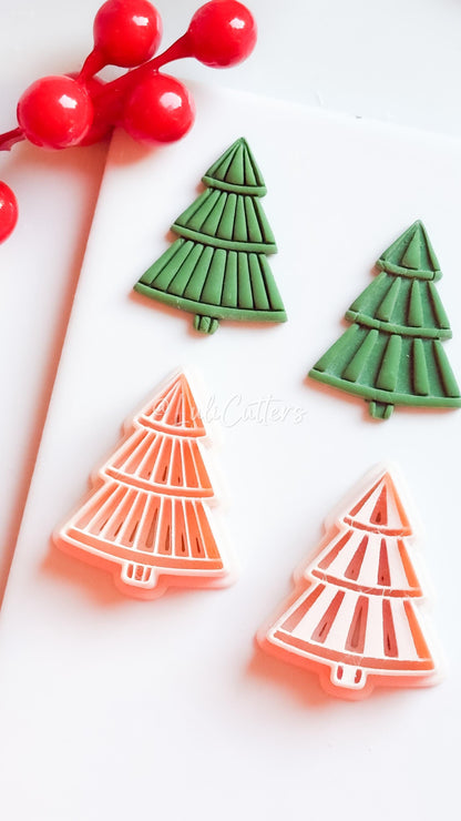 Ribbed Christmas Tree Clay Cutter Set for Earring and Ornaments