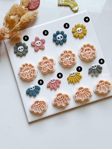 Halloween Skull Flower Clay Earring Cutter Set Spooky Floral Jewelry Tools