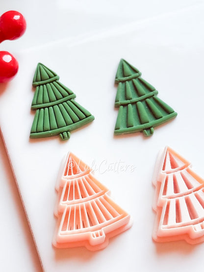 Ribbed Christmas Tree Clay Cutter Set for Earring and Ornaments