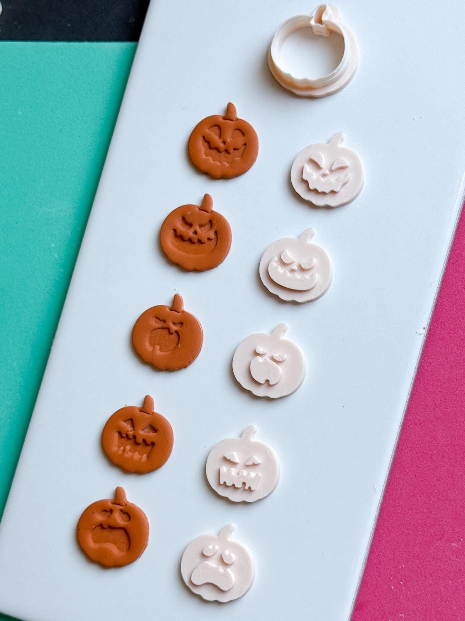 Pumpkin Face Clay Cutter Set: Halloween Jack-O'-Lantern Earring Charms