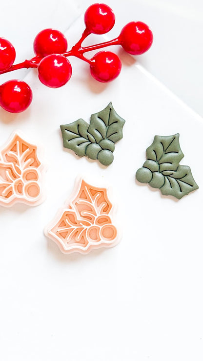 Holly Leaves Polymer Clay Cutter Christmas Earrings and Ornaments