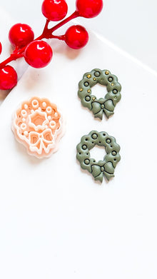 Christmas Wreath Polymer Clay Cutter Holiday Earrings and Ornaments