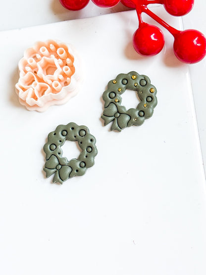 Christmas Wreath Polymer Clay Cutter Holiday Earrings and Ornaments