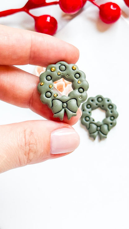 Christmas Wreath Polymer Clay Cutter Holiday Earrings and Ornaments