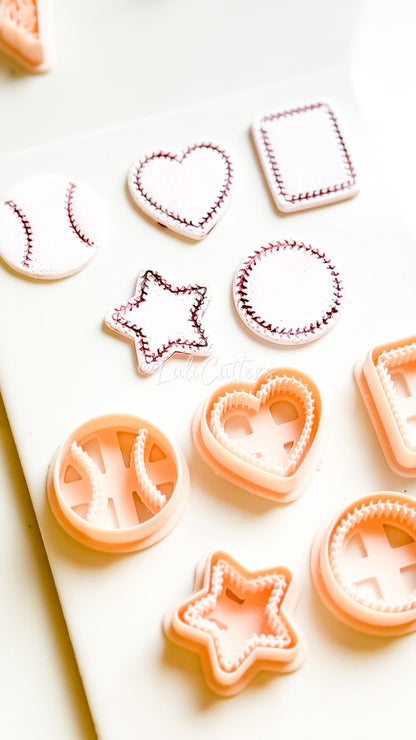 Baseball Polymer Clay Cutter Set Ball, Heart, Star, Circle & Rectangle Shapes