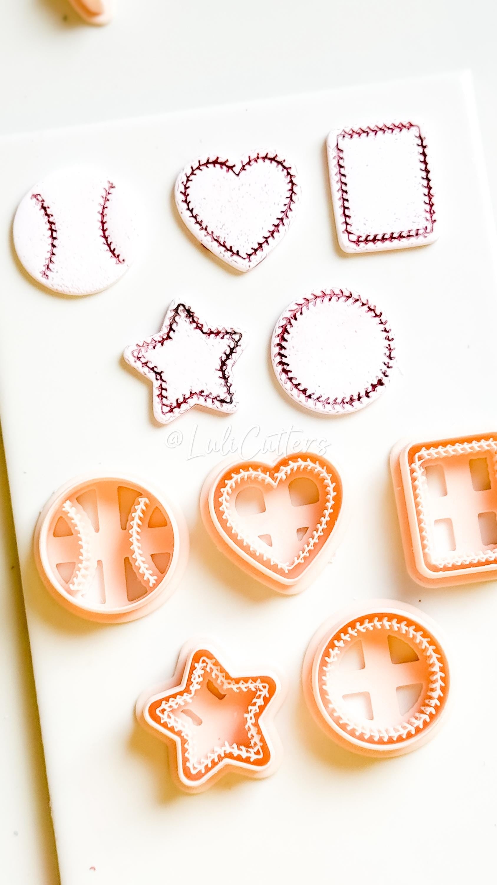 Baseball Polymer Clay Cutter Set Ball, Heart, Star, Circle & Rectangle Shapes