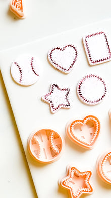 Baseball Polymer Clay Cutter Set Ball, Heart, Star, Circle & Rectangle Shapes