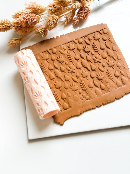 Botanical Texture Roller: Autumn Leaf Print for Polymer Clay Jewelry