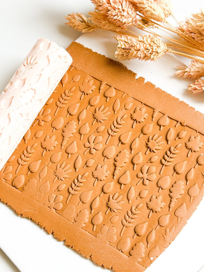 Botanical Texture Roller: Autumn Leaf Print for Polymer Clay Jewelry