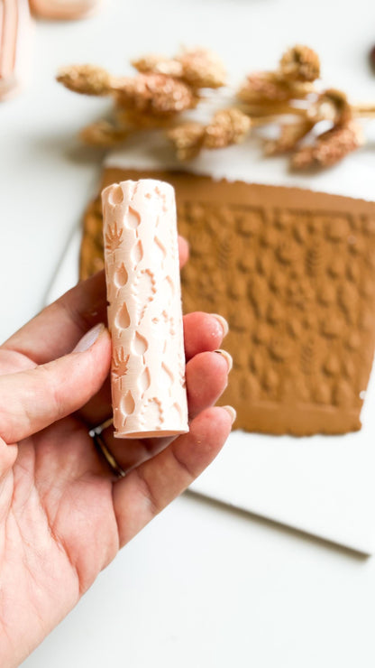 Botanical Texture Roller: Autumn Leaf Print for Polymer Clay Jewelry