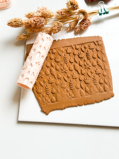Botanical Texture Roller: Autumn Leaf Print for Polymer Clay Jewelry