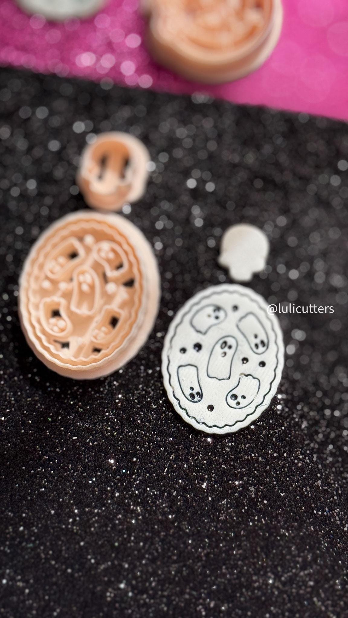 Ghost Cameo Polymer Clay Cutter Set: Halloween Skull Jewelry Making