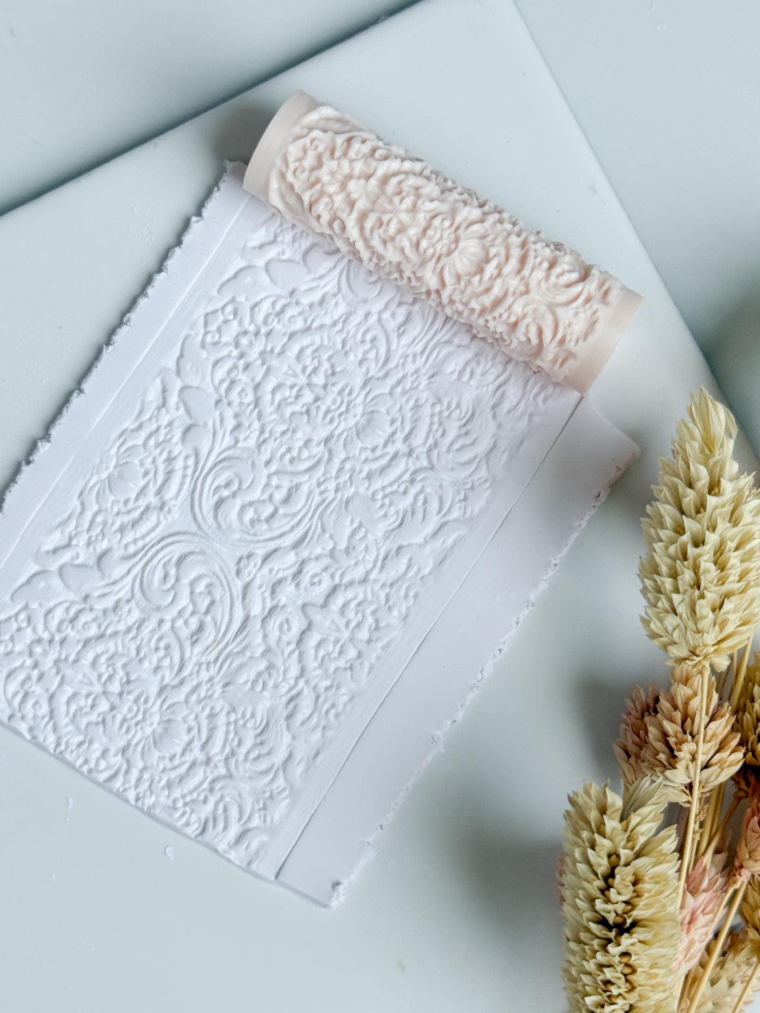 Rococo Floral Scroll Polymer Clay Roller Embossing Texture Tool