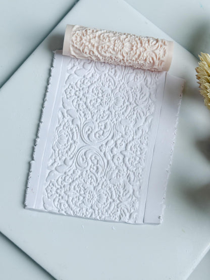Rococo Floral Scroll Polymer Clay Roller Embossing Texture Tool