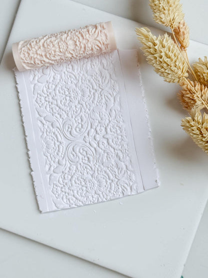Rococo Floral Scroll Polymer Clay Roller Embossing Texture Tool