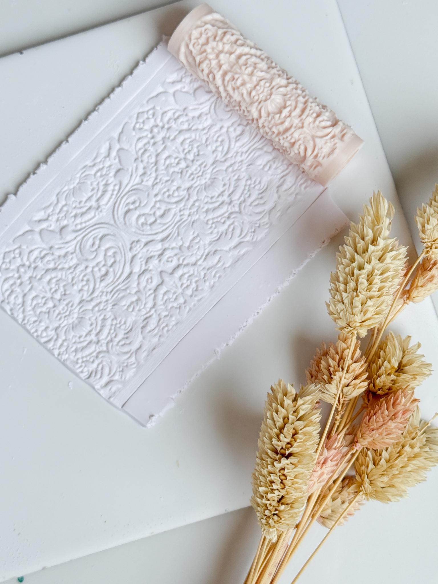 Rococo Floral Scroll Polymer Clay Roller Embossing Texture Tool