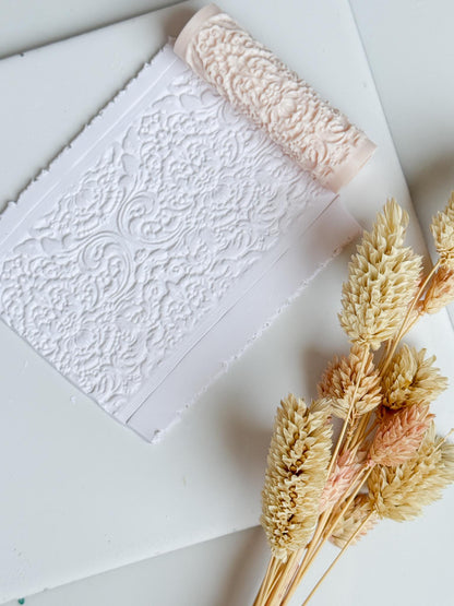Rococo Floral Scroll Polymer Clay Roller Embossing Texture Tool