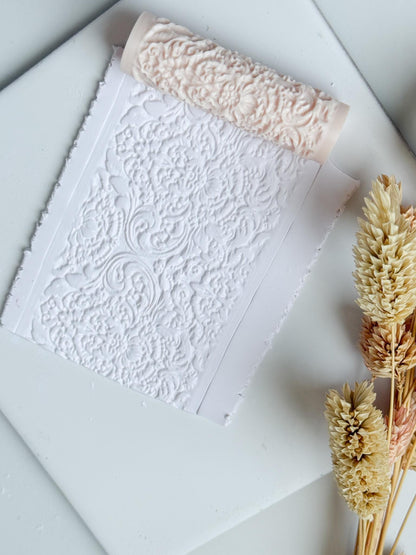 Rococo Floral Scroll Polymer Clay Roller Embossing Texture Tool