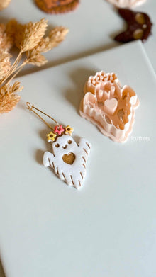 Floral Ghost Cutter: Polymer Clay Mold, Halloween Jewelry (40mm Design 00913