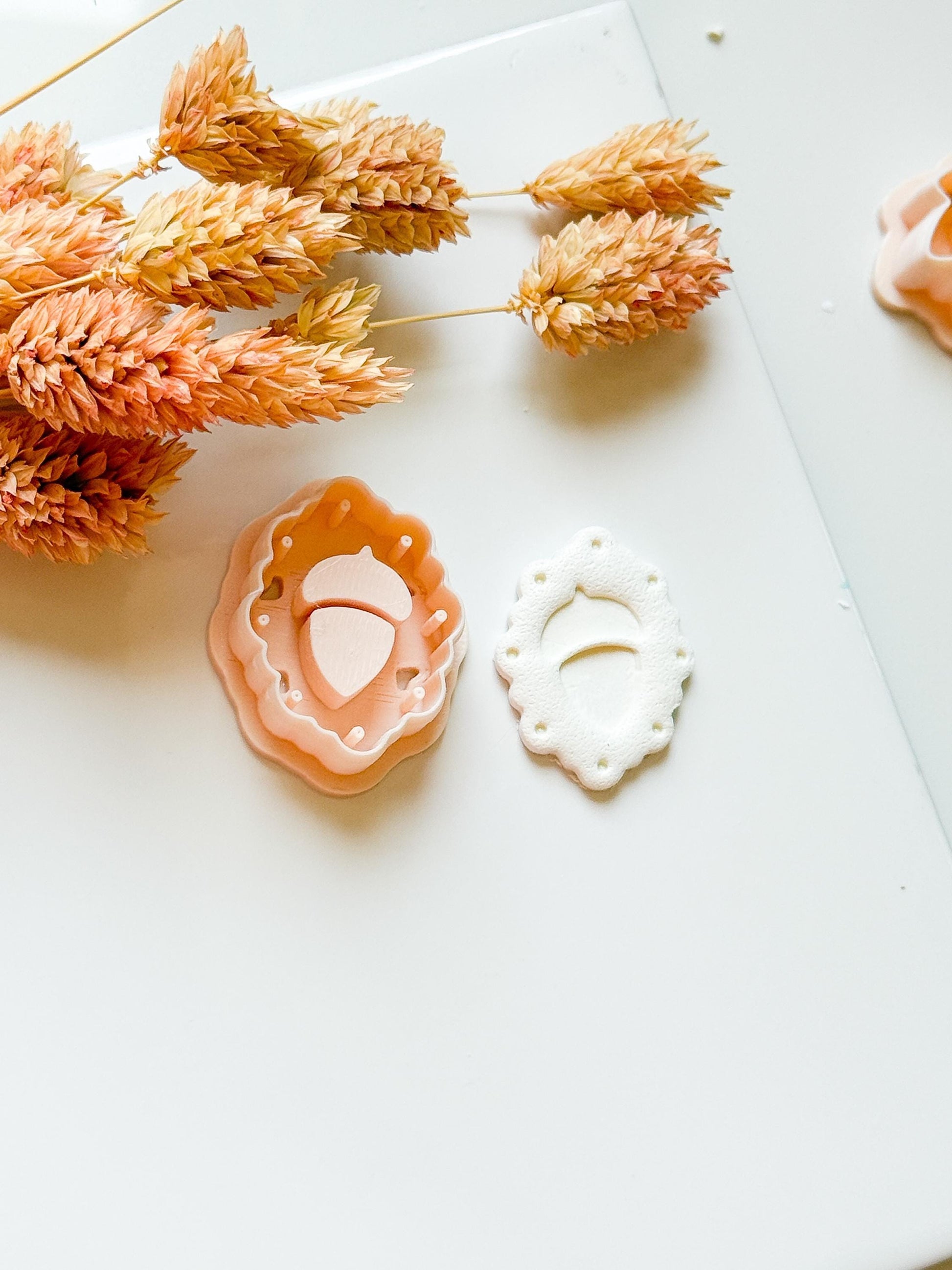 Acorn Charm Frame Cutter: Polymer Clay Jewelry Tool with Drill Guides