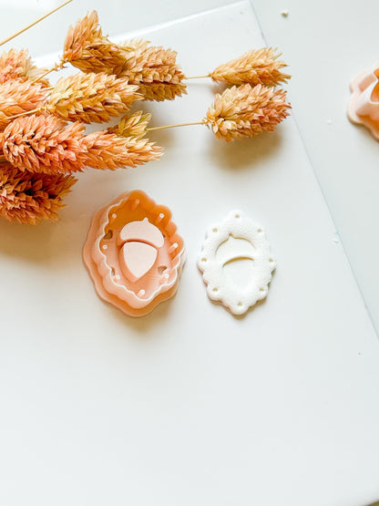 Acorn Charm Frame Cutter: Polymer Clay Jewelry Tool with Drill Guides