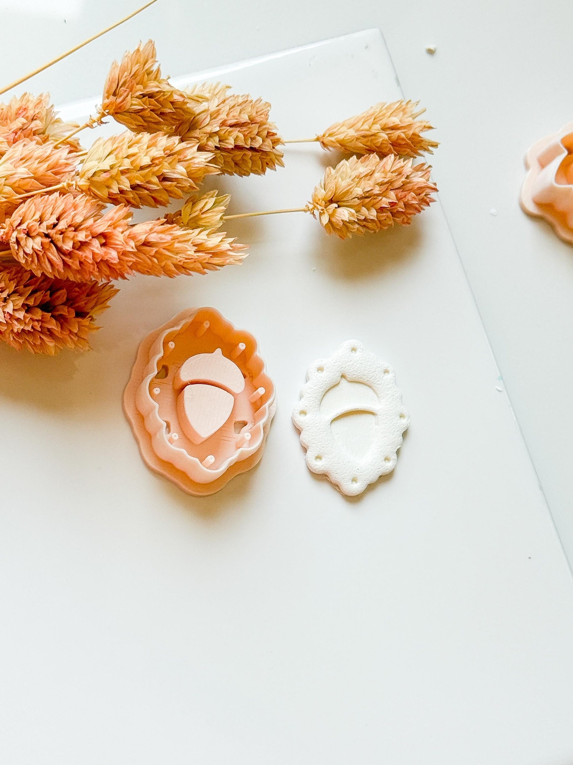 Acorn Charm Frame Cutter: Polymer Clay Jewelry Tool with Drill Guides