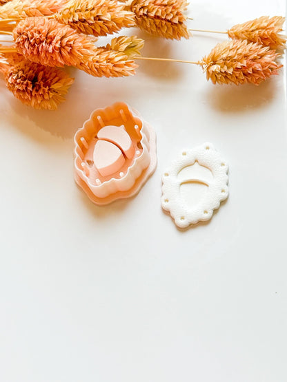 Acorn Charm Frame Cutter: Polymer Clay Jewelry Tool with Drill Guides