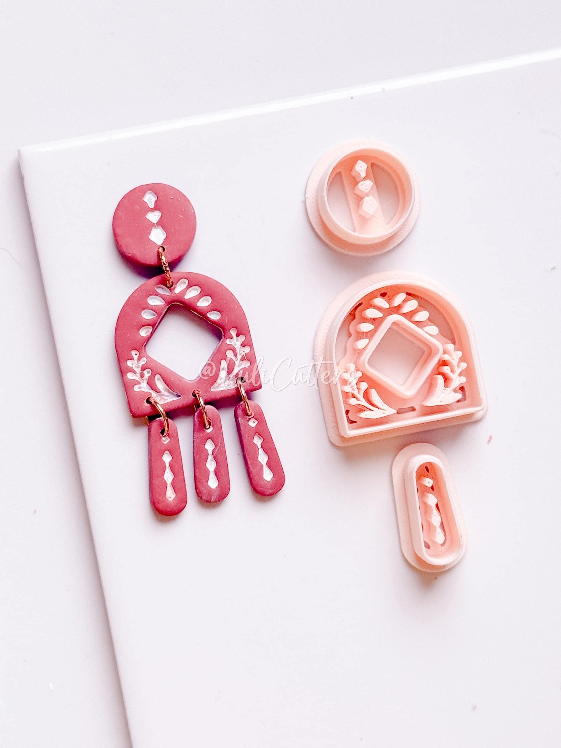 Geometric Arch and Drop Clay Cutter Set with Imprint Details - Majolica Collection
