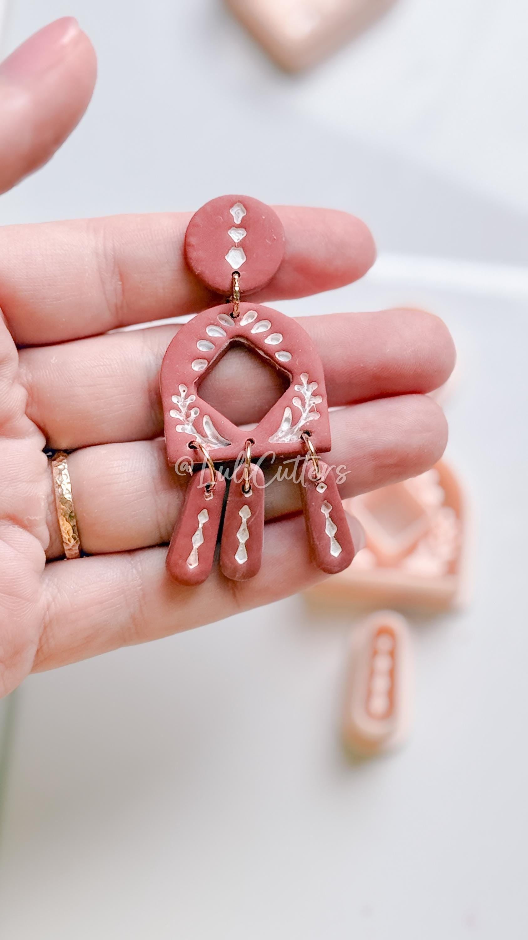 Geometric Arch and Drop Clay Cutter Set with Imprint Details - Majolica Collection