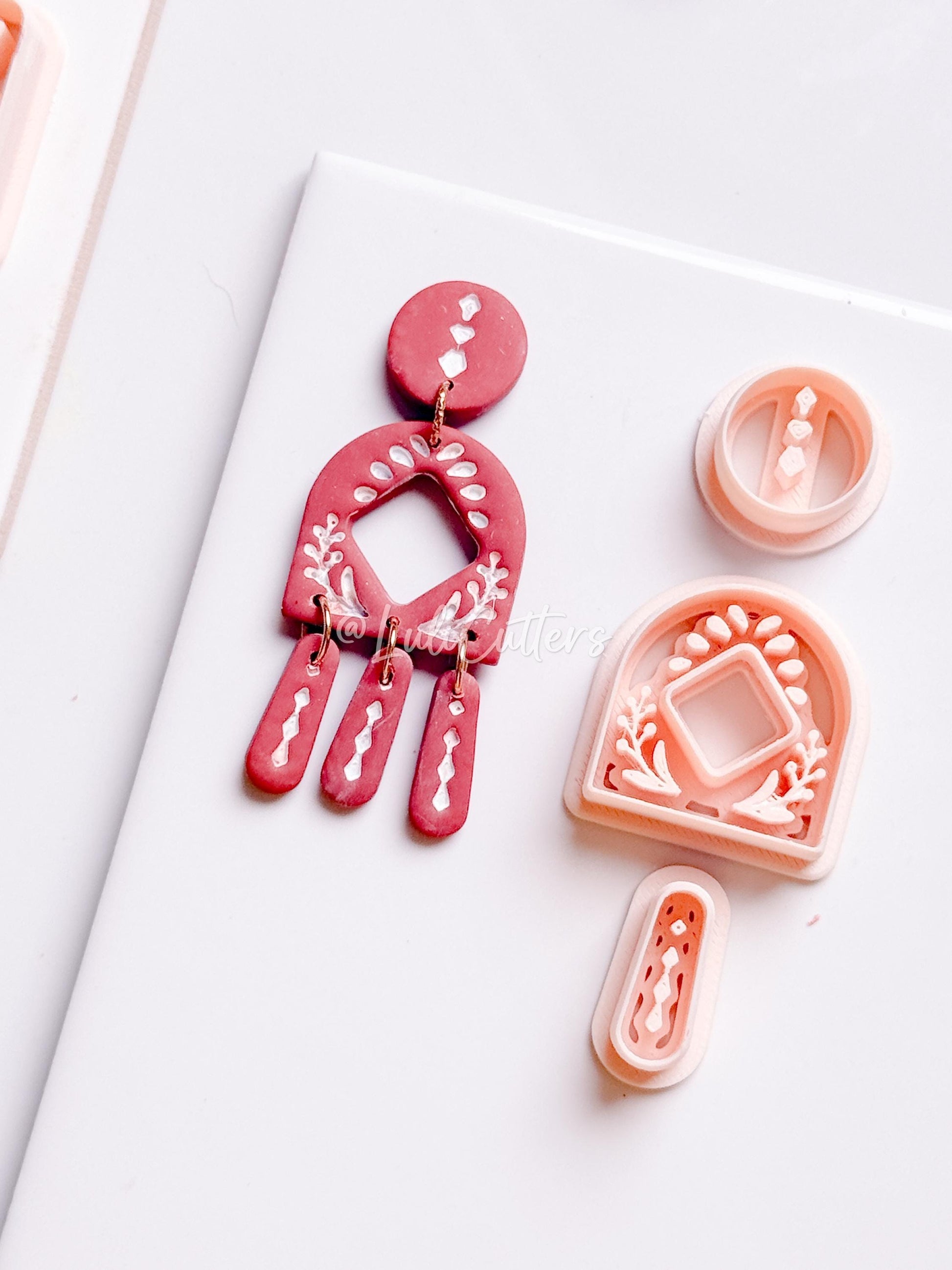 Geometric Arch and Drop Clay Cutter Set with Imprint Details - Majolica Collection