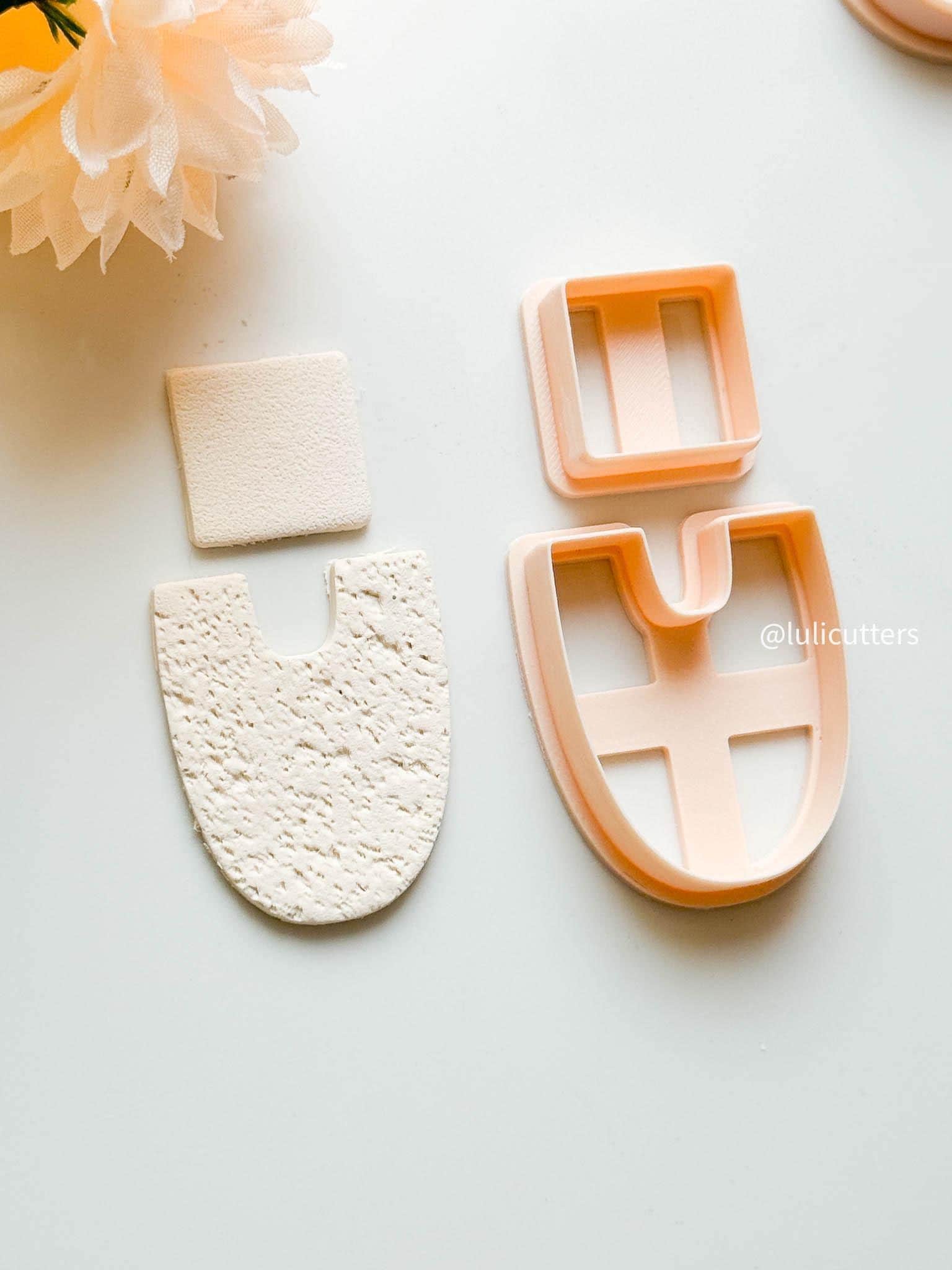 Geometric U-Shape Earring Cutter Set Includes 23 mm Square Top + 45 mm U Base