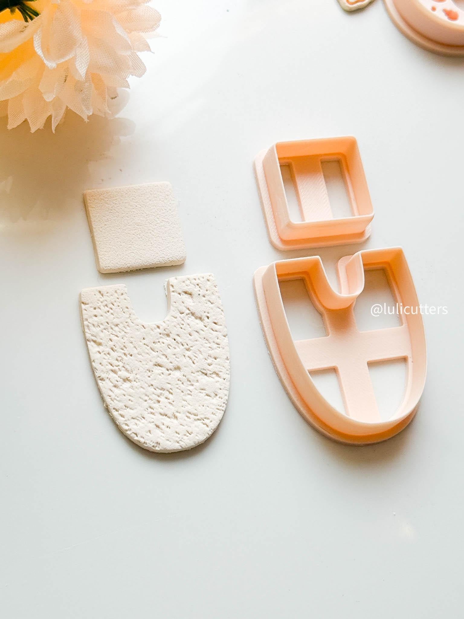 Geometric U-Shape Earring Cutter Set Includes 23 mm Square Top + 45 mm U Base