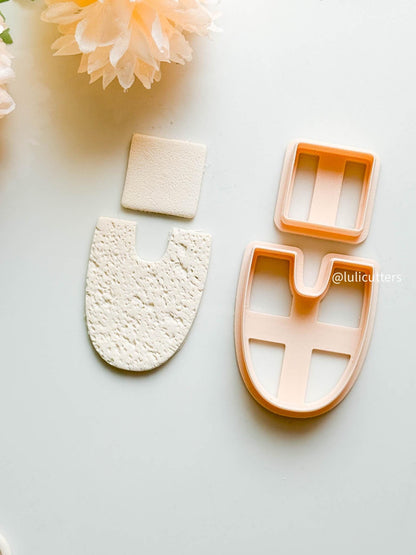 Geometric U-Shape Earring Cutter Set Includes 23 mm Square Top + 45 mm U Base