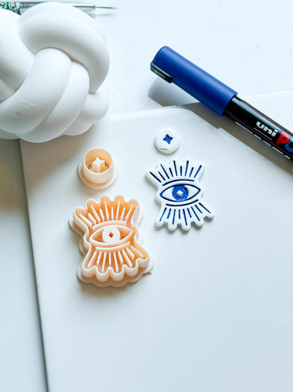 Mystic Eye Clay Cutter Set: Starburst Polymer Clay Earring Mold