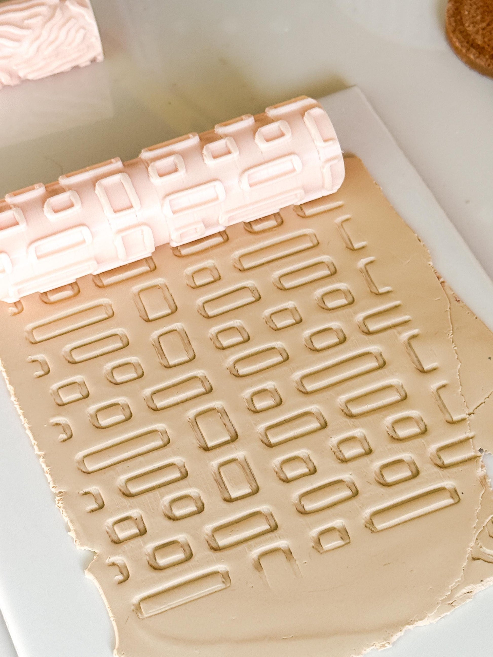 Geometric Rectangle Texture Roller Embossing Tool for Polymer Clay Crafts