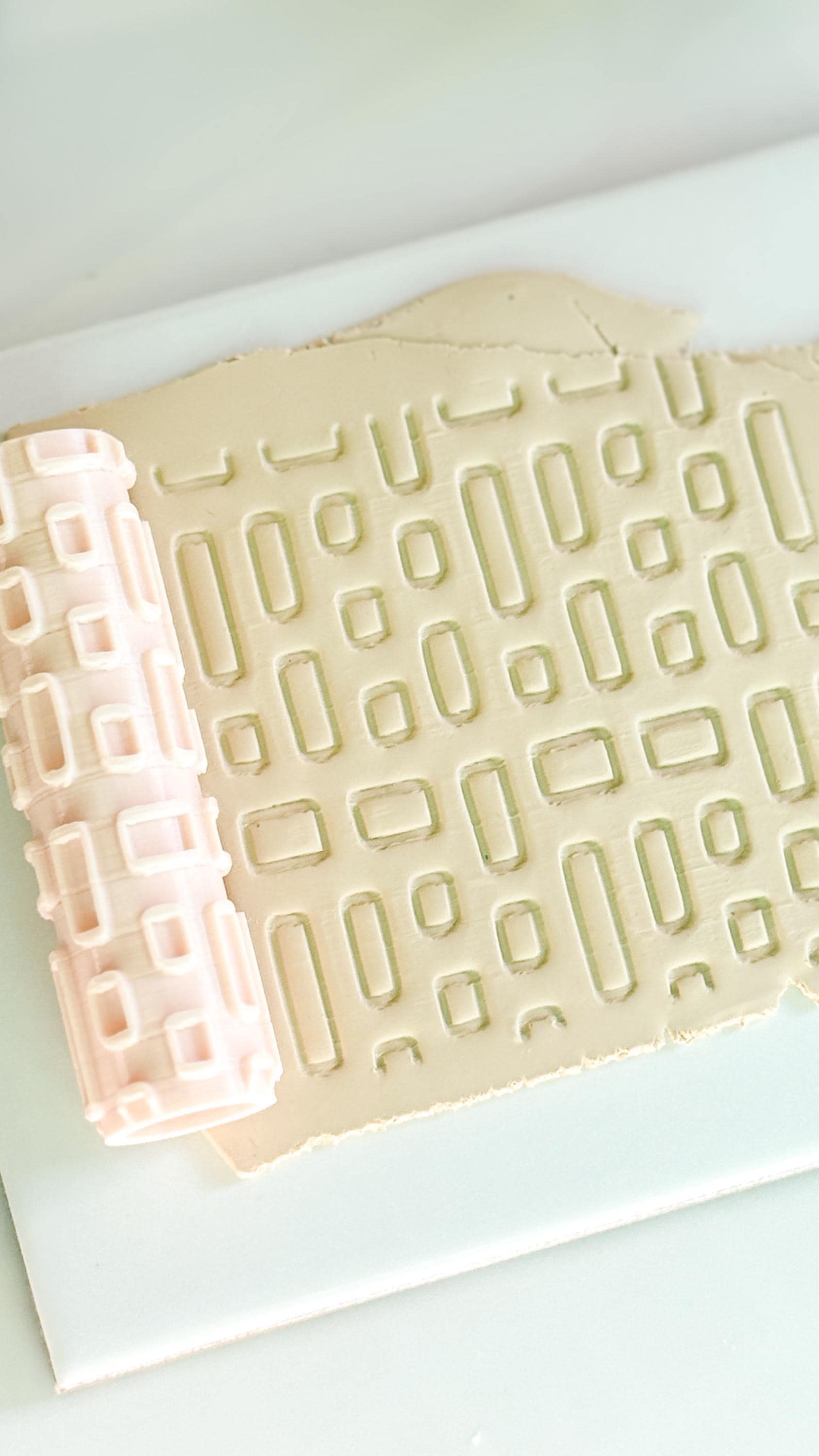 Geometric Rectangle Texture Roller Embossing Tool for Polymer Clay Crafts